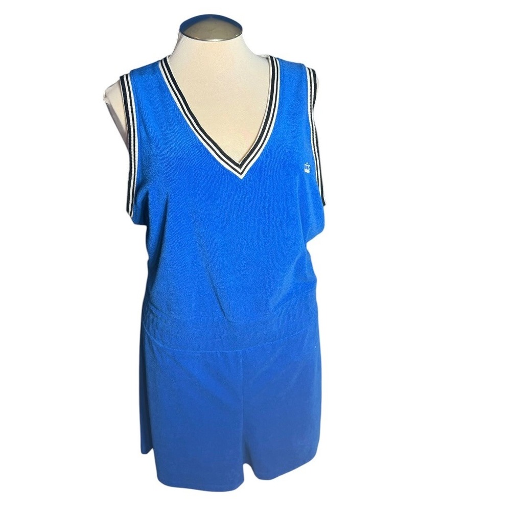 Juicy by Juicy Couture Royal Blue Velour Romper Sleeveless Crown Logo Plus 3X